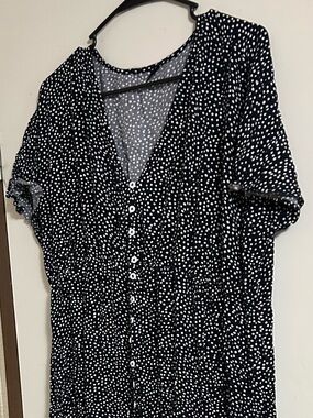 SHEIN Black and White Polka Dot Midi Dress